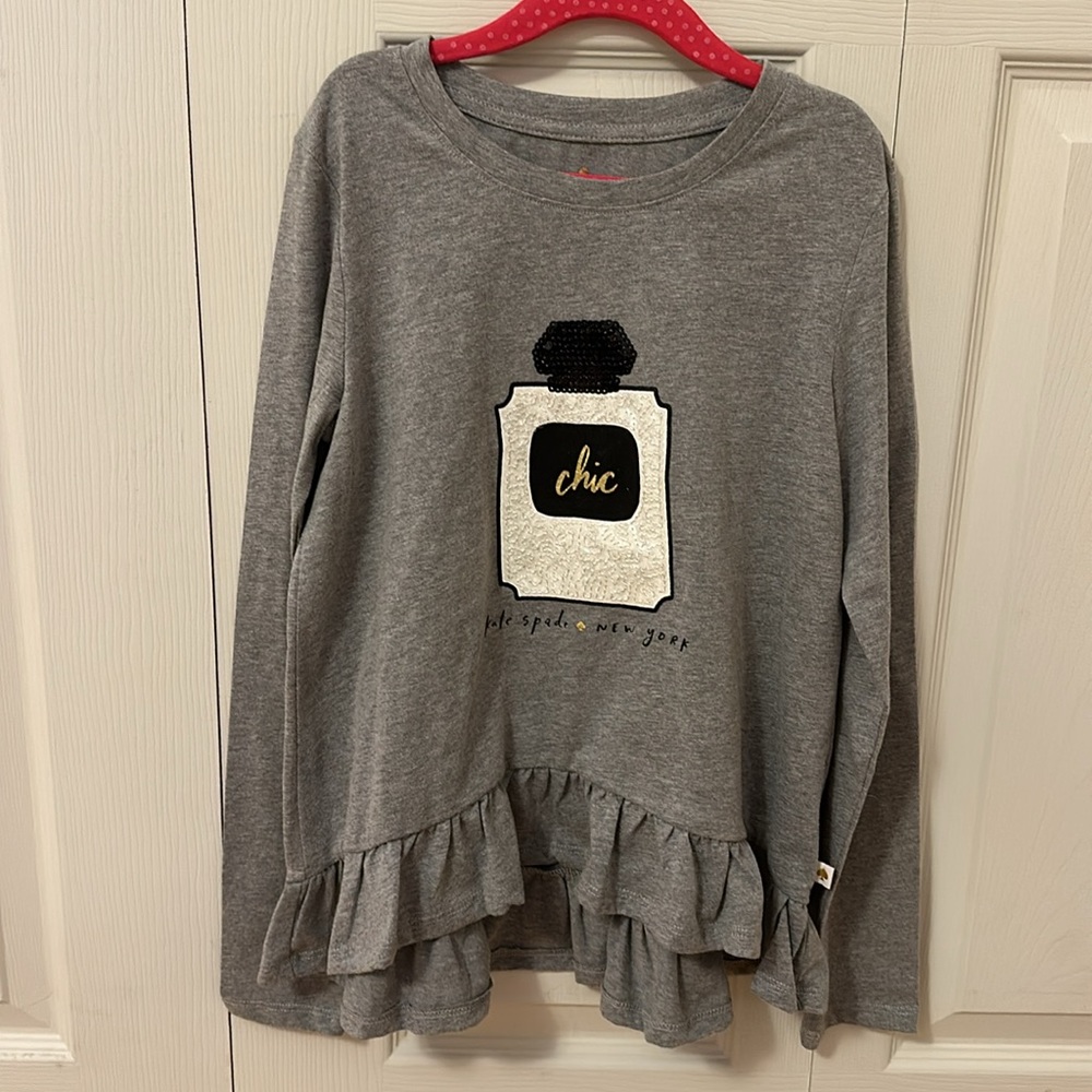 Kate spade New York girls chic perfume sequin long sleeve shirt size 10